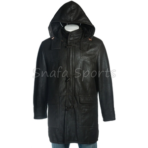 <b>Men's</b> High Street Style Winter <b>Shearling</b> Leather <b>Jacket</b> Premium <b>Men's</b> High Quality Hooded Collar <b>For</b> <b>Men</b> - Product Image 2