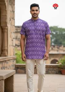Outluk Added Pintex Cotton Formal <b>Short</b> <b>Kurta</b> <b>for</b> <b>Men</b>-Party Wear All Seasons - Product Image 6