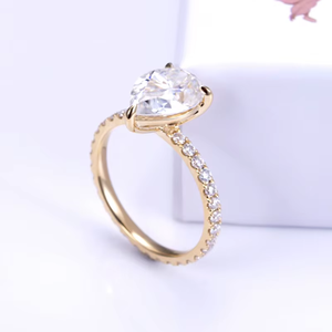 IGI Pear Shape Lab Grown Diamond Rings Wedding Jewelry Ring Simple Design Women Shaped Open Ring - Product Image 5