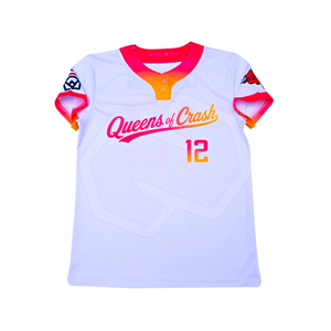 เสื้อเบสบอลโพลีเอสเตอร์สีขาวแดงส้มไล่เฉดแบบยูนิเซ็กซ์ ขายส่ง กระดุมสองเม็ด แขนสั้น คอวี แห้งเร็ว ระบายอากาศได้ดี เหมาะสำหรับเป็นยูนิฟอร์ม - Product Image 1