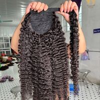 100% Vierge Vietnamienne Réel Extensions de Cheveux Humains Haute Qualité Lâche Vague Profonde Wrap Queue de Cheval avec Bouclés Ondulés Texture Droite