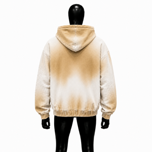 Sudadera con capucha beige degradado con cremallera, estilo urbano oversize, unisex, premium, con capucha y cremallera completa, moda vintage, oferta de otoño - Product Image 1