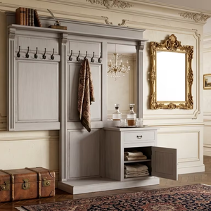 Maktec Modern Solid Wood Capstock Sleek Vertical Design Natural Finish Eco-Friendly Durable Storage <b>Cabinet</b> for <b>Small</b> Space - Product Image 2