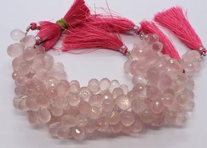Cuarzo Rosa Natural Facetado en Forma de Lágrima, Briolette de 8 Pulgadas, Tamaño 7x10MM, Gema de Cuarzo Rosa Briolette por Mayorista - Product Image 5