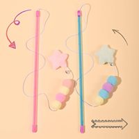 Jouet en peluche chat rose avec balle, bâton et corde élastique, pendentif étoile, résistant aux morsures, prise en main confortable, écologique, dessin animé, fait main, jouet de stimulation