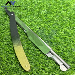 Navaja de Afeitar Plegable Personalizada de Acero Inoxidable Estilo Clásico con Bloqueo Deslizante, Herramienta de Afeitado Profesional con Logotipo OEM, Shavette de Filo Recto - Product Image 1