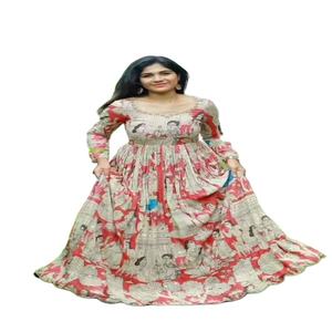 ชุดเดรส Anarkali ลายพิมพ์ดิจิทัลขนเฟอร์เทียม ดีไซน์ล่าสุดสำหรับผู้หญิง สำหรับงานแต่งงาน โดย FabZone - Product Image 1