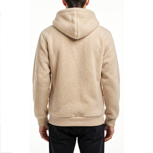 Sweat-shirt à capuche zippé en polaire beige pour femme, manches longues, couleur unie, vêtement d'hiver, design de logo personnalisé, sweat-shirt unisexe pour homme et femme - Product Image 2
