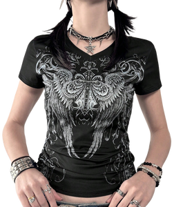 เสื้อยืดผู้หญิงสไตล์วินเทจ พิมพ์ลายกราฟิก Y2K แฟรี่กรันจ์ แขนสั้น ทรงเข้ารูป สไตล์เรโทร ฮาราจูกุ สตรีทแวร์ - Product Image 2