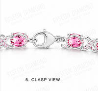 Bracelet tennis élégant en pierre ovale rose avec micro-pavé de diamants, design infini torsadé, luxe premium, idéal pour le quotidien, cadeau