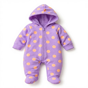 Combinaison à capuche pour bébé unisexe 100% coton personnalisable, douce, respirante, confortable pour nouveau-né, tenue de nuit - Product Image 1