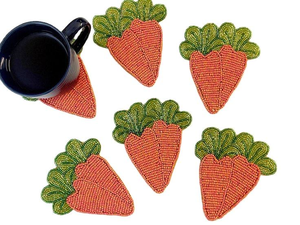 Luxury Handmade <b>Beaded</b> Embroidery Fruit Design Four Set <b>Coaster</b> Elegant Premium Dining Table Decor Fancy Unique From India - Product Image 1