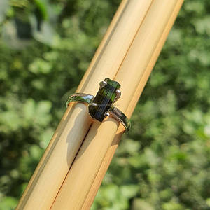 Anillo de turmalina verde cruda de Plata de Ley 925, piedra natal de cristal curativo Original, proveedor de joyería al por mayor, Moissanite Main - Product Image 3