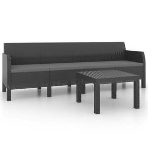Grand ensemble de salon de jardin en polypropylène anthracite avec aspect rotin, collection de meubles d'extérieur haut de gamme - Product Image 2