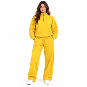 Custom Casual Cotton 2 Piece Sets Tracksuit Outfits Oversize Sweat Suits <b>Crop</b> <b>Top</b> Joggers Set Custom Fashion Womens Sweatsuit - Product Image 1