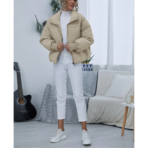 Veste matelassée thermique surdimensionnée personnalisée pour femmes, couleur crème - Product Image 4