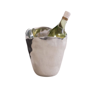 Seau à glace en acier inoxydable martelé, design rond minimaliste, pour le stockage de bouteilles de champagne lors de fêtes - Product Image 1