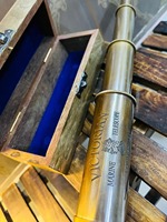 Télescope marin victorien en laiton poli, type Angel Spyglass, avec boîte en bois faite à la main, pour la Journée de la Terre, les mariages, Halloween, les anniversaires