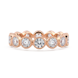 Magnifique alliance de mariage en or massif 10K 14K, entièrement sertie de moissanite personnalisée de couleur DEF et de diamants de laboratoire ronds de clarté VS VVS - Product Image 2