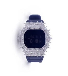 Luxury Stainless Steel Wristwatch Glass Encrusted Square <b>Case</b> Stainless Steel Band LED Display 10 Bar Water Resistant Roman - Product Image 1