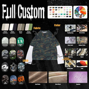 Oversized Camouflage Print Long Sleeve T-Shirt <b>Men</b> Street Style O-Neck Knitted Contrast Trim - Product Image 4