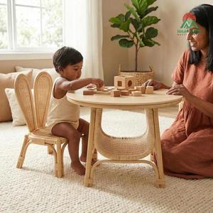 Table ronde en rotin pour enfants Nhat Minh, design minimaliste, mobilier d'intérieur écologique - Product Image 4
