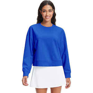 Oversized Sweatshirts Women <b>Drop</b> Shoulder Crewneck Long Sleeve Fleece Lined Soft Cotton Blend Casual Streetwear - Product Image 6