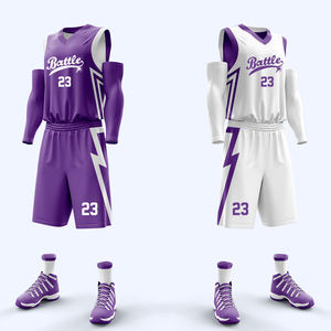 Ensemble de maillot et short de basket-ball réversible par sublimation, uniformes d'équipe double face pour hommes, vêtements de sport de basket-ball personnalisés - Product Image 2