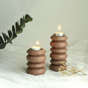 <b>Set</b> of two new wooden crafted <b>candle</b> holder stand top seller wooden crafted new home table decor here - Product Image 1