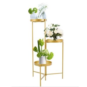 Support de plantes moderne en métal doré à 3 niveaux avec étagères rondes pour l'intérieur, l'extérieur, la maison, le jardin, le balcon, le salon, la chambre, l'angle - Product Image 3