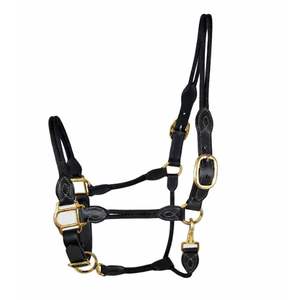 Cabestro de Cuero Genuino y Cuerda para Caballo, Ajustable, con Herrajes de Latón Resistente, Equipo Ecuestre - Product Image 1