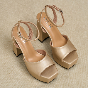 Sandales tendance pour femme, talons très hauts 11,5 cm, bout ouvert, bride cheville, talon carré, plateforme - Product Image 5