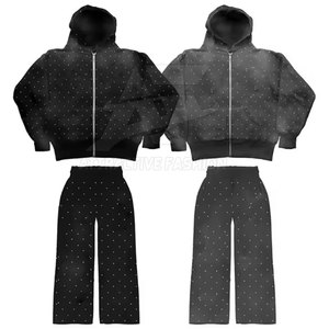 Comfortable Streetwear Rhinestone Tracksuit With Cozy Feel Rhinestone Tracksuit For Casual Daily Comfort - Product Image 4