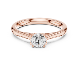 Elegante Anillo de Boda Solitario con Diamante Moissanite Redondo y 8 Puntas – Anillo de Promesa en Oro Rosa sobre Plata para Mujer - Product Image 1