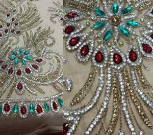 Nuevo Diseño de Tela de Encaje con Cuentas, Cristales y Pedrería Cosidos a Mano, Tul para Vestidos de Novia de Alta Costura, Proveedor al por Mayor - Product Image 3