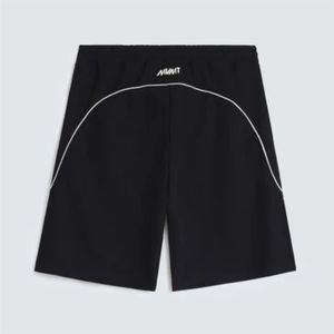 Men's <b>Black</b> Drawstring Bermuda Shorts Mid Waist Casual Sport Wear Breathable Knitted Polyester Shorts For Unisex - Product Image 2