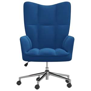 Silla de Oficina Azul Terciopelo 100% Poliéster Tamaño Mediano con Estructura de Acero Asiento Relajante - Product Image 3