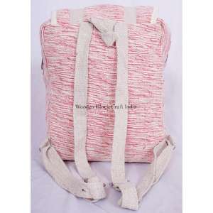 Mochila de Viaje Ligera de Algodón Vintage Unisex WOODEN BLOCK CRAFT INDIA con Cierre de Cremallera, Correa de Hombro Arqueada y Suave - Product Image 3