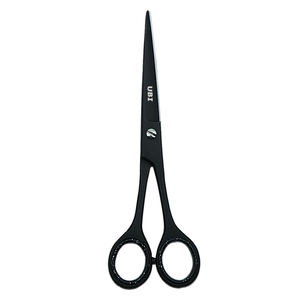 Ciseaux de barbier professionnels noirs de 17 cm, à lame droite, en acier inoxydable, 32 dents, pour salon et usage professionnel - Product Image 3
