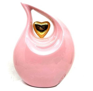 Hermosas Urnas de Cremación para Adultos en Forma de Lágrima con Corazón en Color Rosa, para Cenizas Funerarias, 200 Pulgadas Cúbicas, Ecológicas y Duraderas - Product Image 1