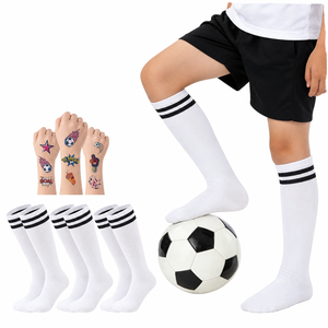 Chaussettes de football montantes de haute qualité, motif lettres, en polyester/coton, personnalisables avec logo, pour adultes, vente en gros directe usine - Product Image 1