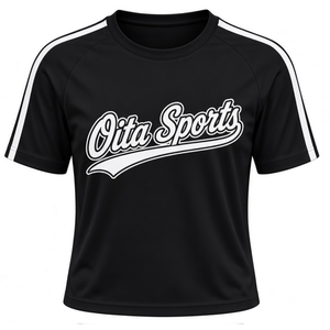 Maillot de cheerleading noir et blanc à manches courtes, vêtements de sport personnalisés pour équipe, maillot de sport, uniforme d'entraînement et de performance pour cheerleading - Product Image 1