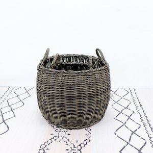 2-Pack Stackable Hand Woven <b>Wicker</b> <b>Storage</b> and Laundry <b>Basket</b> with Comfortable Handles - Product Image 5
