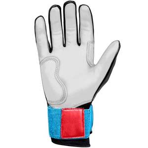 Guantes de Bateo de Béisbol de Dedo Completo con Palma de Cuero para Jóvenes y Adultos, Mano Derecha, Puño Largo, Muñequera Azul, Todas las Estaciones - Product Image 3