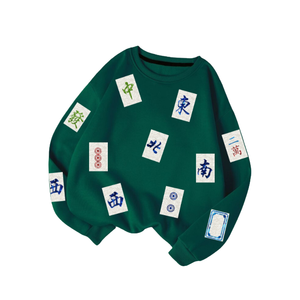 Sweat-shirt à capuche décontracté pour femme, motif tuiles de Mahjong, écologique et respirant, collection automne – Grande Vente - Product Image 4