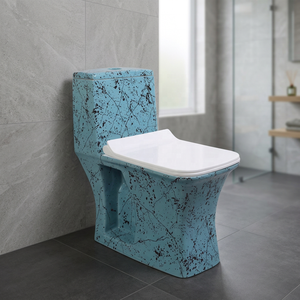 Inodoro de cerámica de una pieza, moderno y lujoso, con tanque oculto y taza con relieve, para decoración de baño en gris. - Product Image 2