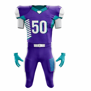 Ensemble maillot et pantalon de football américain personnalisé par sublimation pour homme, col en V, manches courtes, uniforme anti-transpiration - Product Image 6