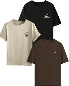 Camiseta estampada para hombre, camiseta gráfica a la moda, mezcla de algodón suave, manga corta, conjunto informal cómodo, ropa de calle moderna - Product Image 1