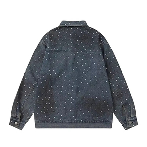 Factory Direct Sale Wholesale Custom Logo Design Men's Denim <b>Rhinestone</b> Winter <b>Jacket</b> Stand Waterproof Breathable High Quality - Product Image 1