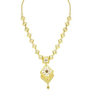 สร้อยคอทองชุบไมครอน 14K 18K 24K ประดับพลอย AD และทับทิม ดีไซน์แบบดั้งเดิม ชุดเครื่องประดับเจ้าสาวแฟชั่น ขายส่ง - Product Image 5